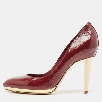 Sergio Rossi Burgundy Patent Leather Platform Pumps