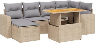 vidaXL Vidaxl - Set Sof&aacute;s De Jard&iacute;n 7 Piezas Y Cojines Rat&aacute;n Sint&eacute;tico Beige