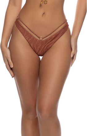 Luli Fama Muse Glow Strappy Loop Brazilian Scrunch Bottom in Brown at Nordstrom, Size X-Small
