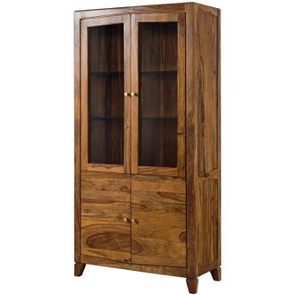Massivmoebel24 Ancona 135 Vetrina in legno di sheesham - laccato / marrone 100x45x200