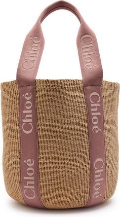 Chlo&eacute; Woody Large Logo-embroidered Raffia Basket bag - Natural - One Size