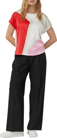 s.Oliver Black Label T-Shirt S.OLIVER BLACK LABEL, Damen, Gr. 34, sanftes wei&szlig; aop, Web, Obermaterial: 95% Baumwolle, 5% Elasthan, gemustert, normal h&uuml;ftbedeckend, Rundhal