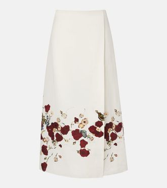 Khaite Demi floral silk and cotton midi skirt