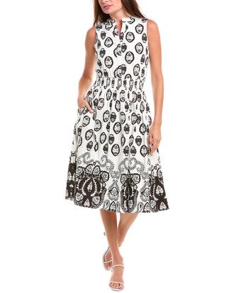 T Tahari Smocked Waist Midi Dress