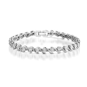 The Diamond Store 0.19ct Diamond and Silver Twist Bracelet - UD3241