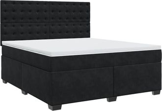 vidaXL Cama Box Spring Con Colch&oacute;n Terciopelo Negro 180x200 Cm Vidaxl