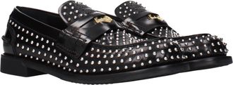 Miu Miu Womens Black Leather Slip-On Loafers