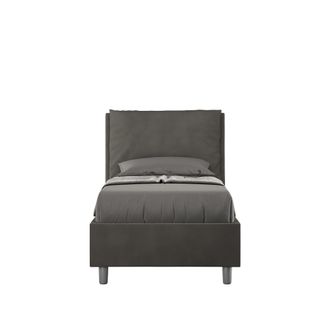 Les Tendances Les Tendances - Letto Singolo Rivestito In Microfibra - Antea - Colore: Grigio - Dimensione Rete: 80x210 - Tipologia Letto: Con Rete E Contenitore