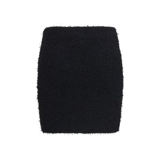 Balmain Tweed with Logo Buttons Mini Skirt - Black