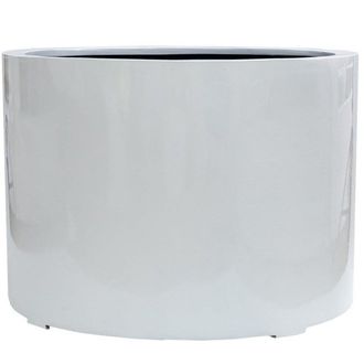 PRIMROSE White Stone Composite Low Cylinder Planter 1m