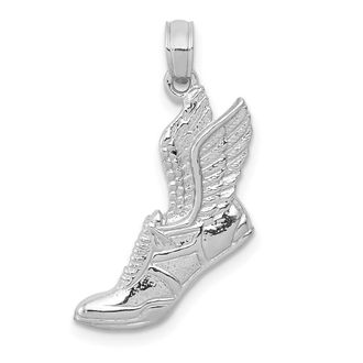 Diamond2Deal 10k White Gold Polished Running Shoe Pendant
