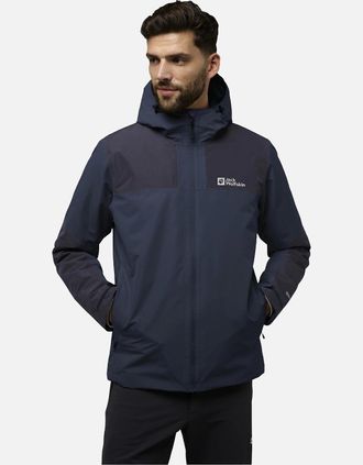 Jack Wolfskin Mens Jack Wofskin Mens Jasper Waterproof Hooded Jacket - Navy - Size: 42/Regular