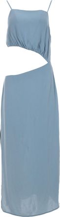 Reformation midi-jurk met vierkante hals en uitsnijdingen in lichtblauwe viscose