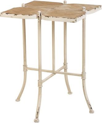 Wanderlust Deco Mesa De Centro De Madera Y Metal Blanca 48x48x66.5