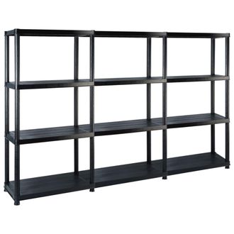 vidaXL Estante De Almacenaje 4 Niveles Negro Pl&aacute;stico 183x30,5x130 Cm Vidaxl