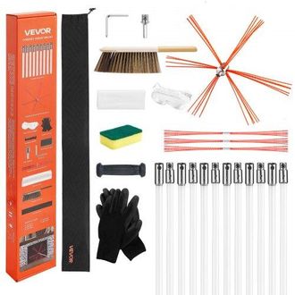 OEM Kit De Cepillo Limpieza De Chimenea, 12 M Varilla Flexible De Nylon, 3 Recambios De Cerdas, Guantes, Gafas, Bolsa, Deshollinador Flexible A 90&deg; Para C