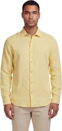 Lords of Harlech Uomo Solid Long Sleeve Fine Linen Shirt in Laurent Mellow at Nordstrom, Size Medium