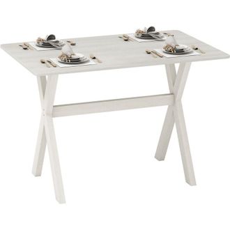 Costway Modern Dining Table Wooden Kitchen Table with X-shaped Frame-White