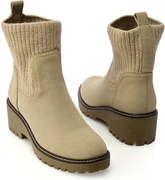 Mia Kara Sweater Knit Detailed Ankle Boots