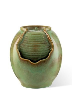 Glitzhome Ceramic Sage Green Pot Table Fountain with Pump at Nordstrom, Size Medium