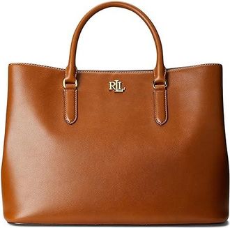 Lauren Ralph Lauren Leather Large Marcy Satchel Womens Handbags Lauren Tan