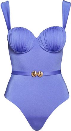 Noire Swimwear Costume intero con ruches - Viola