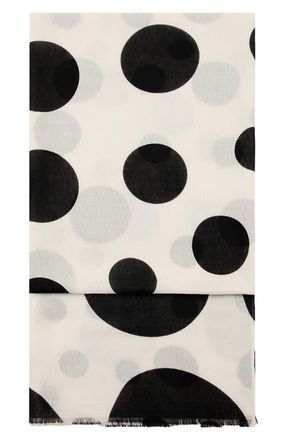 Mango Eyelash Fringe Print Scarf in Ecru at Nordstrom