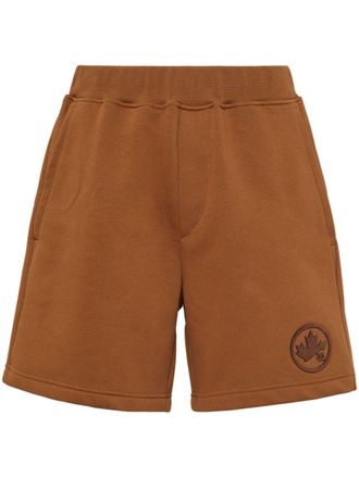 Dsquared2 logo-appliqu&eacute; cotton track shorts - men - Cotton - L - Brown