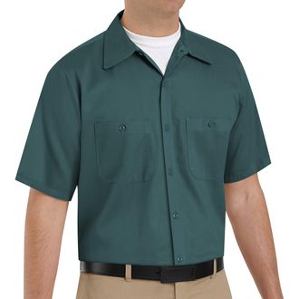 Red Kap Mens Enhanced Visibility Cotton Work Shirt - - Large Spruce Green