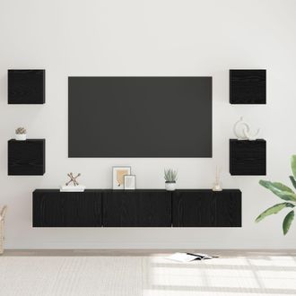 Berkfield Home TV Cabinet Wall-mounted Other with Storage with Door 7 pcs Black oak Medium 180 x 30 x 30 cm