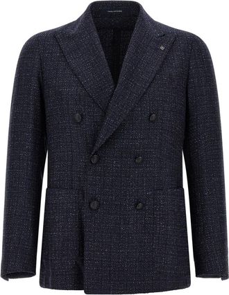 Tagliatore Navy Blue Textured Blazer