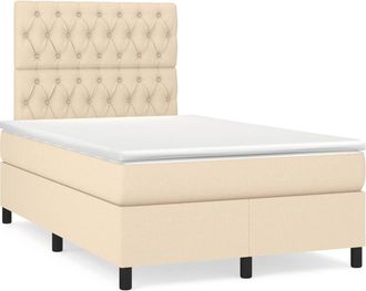 vidaXL Cama Box Spring Con Colch&oacute;n Tela Color Crema 120x190 Cm Vidaxl