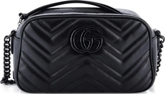 Gucci GG Marmont Monochrome matelass&eacute; kleine leren crossbodytas - Zwart