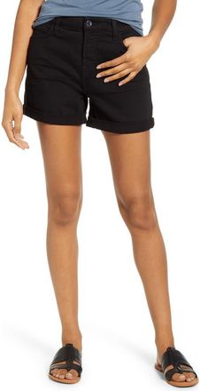 Jen 7 by 7 For All Mankind JEN7 Roll Cuff Denim Shorts in Black at Nordstrom, Size 2