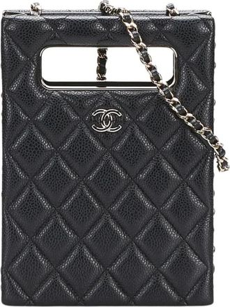 Chanel Pre-owned Rectangular Quilted Caviar Leather Bag - Dames - Vintage Mini Tas - Zwart - ONE Size - Vintage