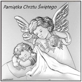 OEM Cuadro En Plata De Un &Aacute;ngel Con Linterna, Recuerdo Del Santo Bautismo 6733 12 X 12 Cm