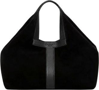 Twinset Tassen, Dames, Zwart, ONE Size, Polyester, Logo-Lettering Tote Bag