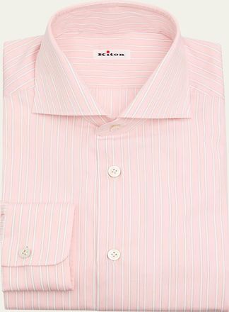 Kiton Mens Cotton Stripe Dress Shirt