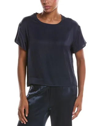 perfectwhitetee Perfectwhitetee Delphine Luxe Satin Crewneck T-Shirt