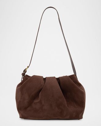 Themoir&egrave; Lara Pleated Vegan Suede Shoulder Bag