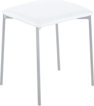 Home Heavenly Home Heavenly - Pack 4 Taburetes Bajos Inya, Asiento Acolchado En Pvc Blanco Y Estructura Met&aacute;lica. Color: Blanco