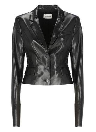 Andamane Black Cropped Faux Leather Jacket