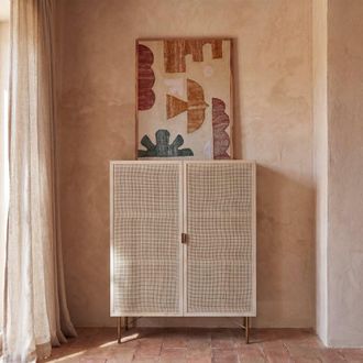 Maisons du monde Armario de 2 puertas de enrejado de mimbre 90 cm