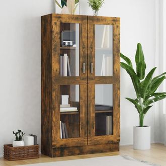 vidaXL Vitrina Madera Contrachapada Roble Ahumado 82,5x30,5x150 Cm Vidaxl