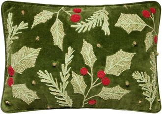 Peking Handicraft Holly Embroidered Pillow