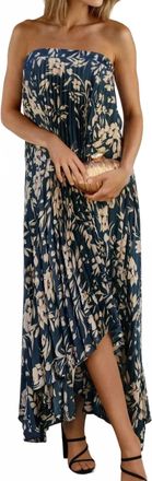 Dress Forum Yaneth Floral Asymmetrical Maxi Dress In Dark Teal
