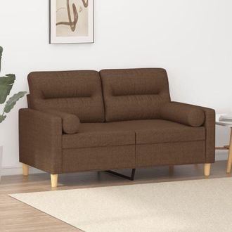 vidaXL Divano a 2 Posti con Cuscini Marrone 120 cm in Tessuto - Vidaxl