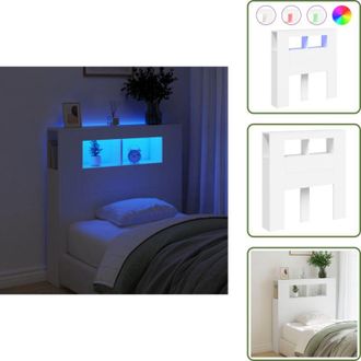 vidaXL The Living Store Testiera LED Bianca 100x18,5x103,5 cm Legno Multistrato - Testiera da letto