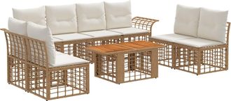 vidaXL Conjunto De Sof&aacute;s De Jard&iacute;n 9 Uds. Natural Y Crema Vidaxl