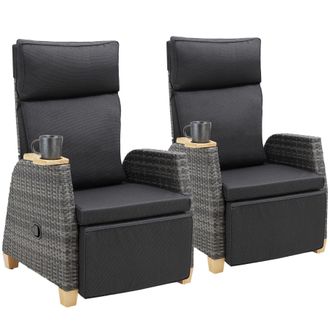 TecTake Pescara rattan armchair with aluminum frame, adjustable backrest in Grey | Size: 2 Seater